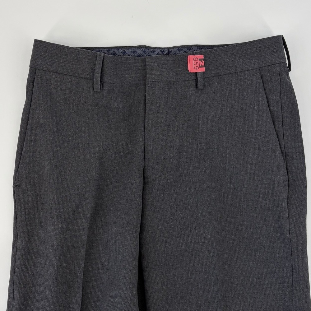 J.M. Haggar Men's‎ Slim Fit Dress Pants 29x32 Gray Flat Front Tapered Leg Office
